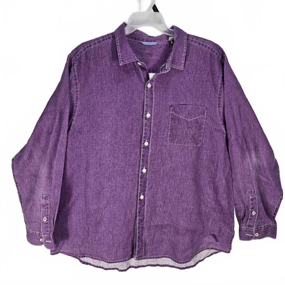 Tommy Bahama XXL Purple 100% Linen Long Sleeve Button Down Shirt Coastal Resort - Picture 1 of 9